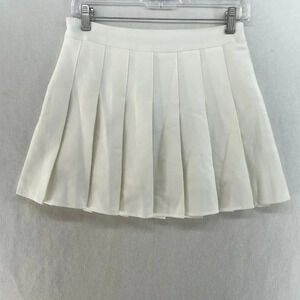 Fashion & Mini Skirt Women's Sz M Skort White Pleated Side Zip Inner Short